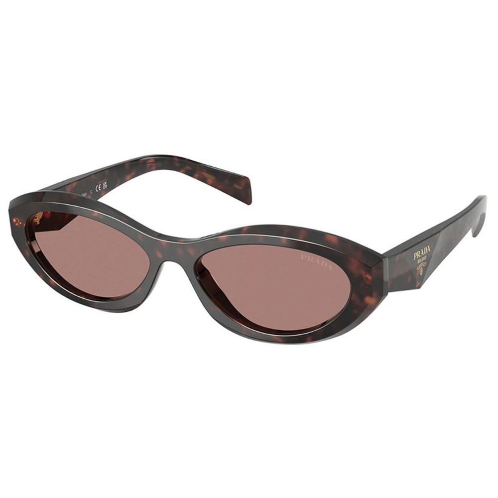 Prada PR 26ZS 17N60B Root Tortoise Plastic Oval Sunglasses Brown Lens